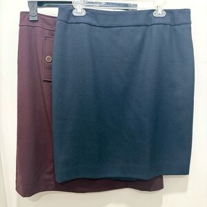 Pair of 2 Quality Lined Wool Straight Skirts, Size 14 Petite